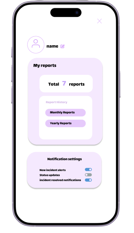My Page settings screen