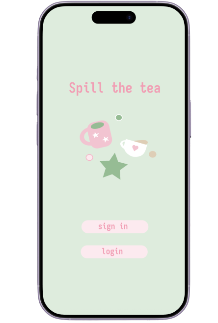 Spill the tea app splash screen mockup