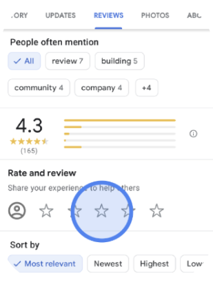 review app screenshot with ratings