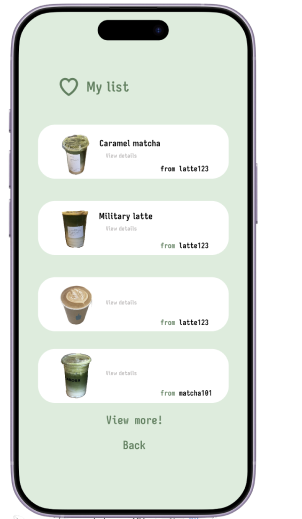 My list screen with saved drinks