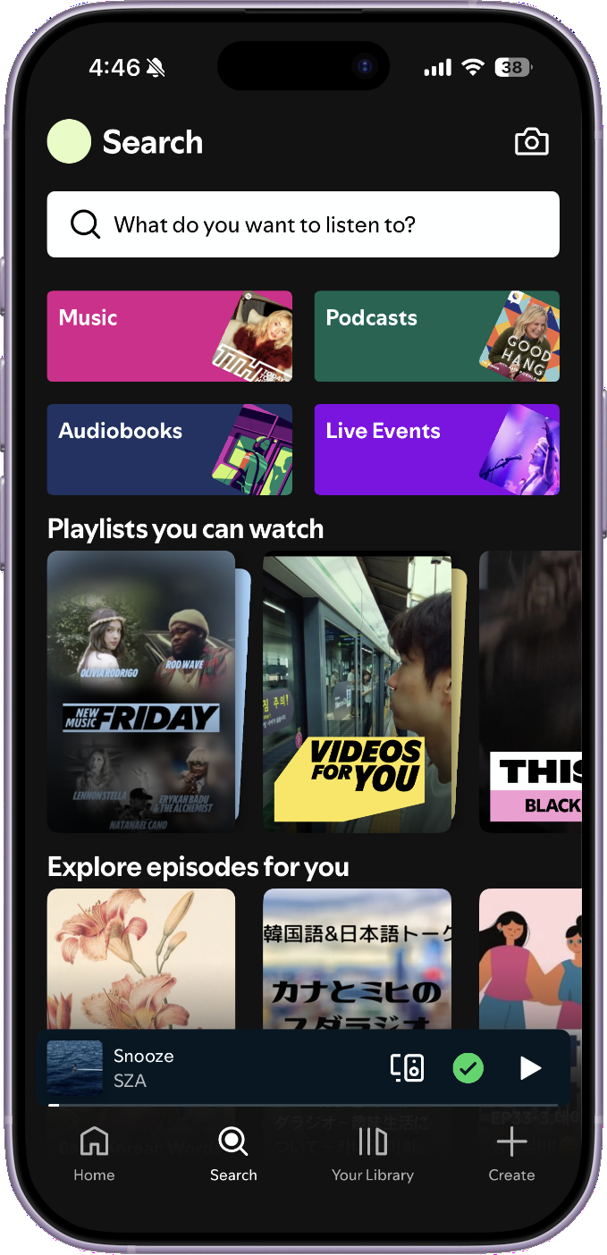Original Spotify home screen mockup, before redesign