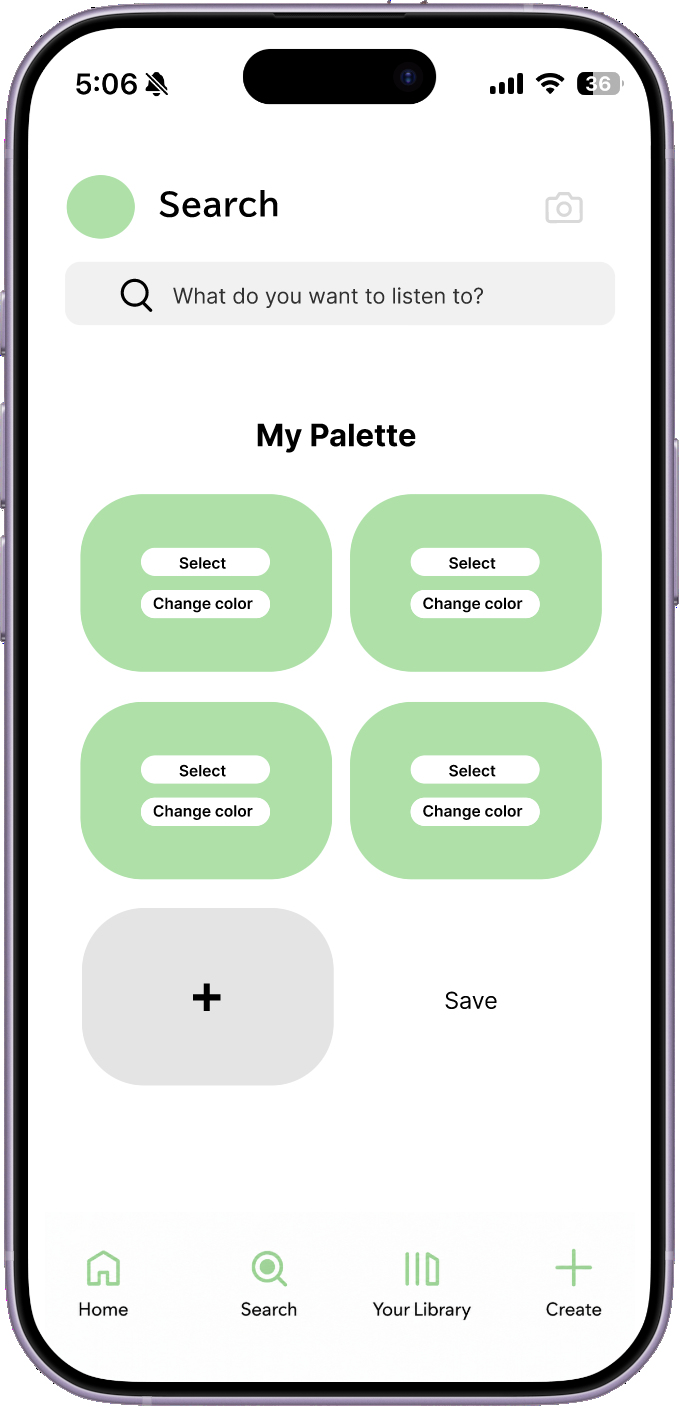 Light mode My Palette screen